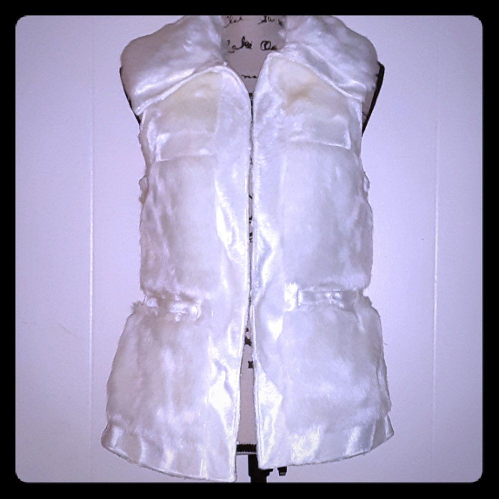 Pearl white Furry Vest